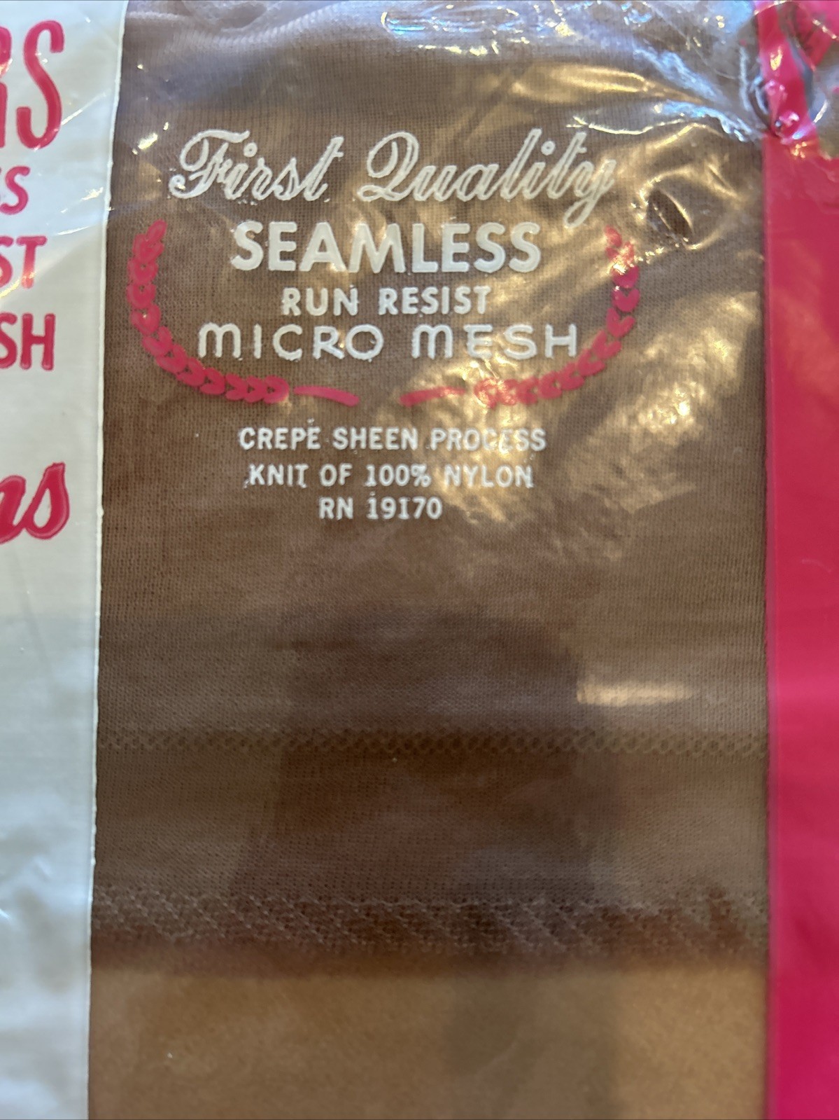 Vintage 3 Pair Assures Run Resist Seamless Micro Mesh Stockings Suntan 9 1/2