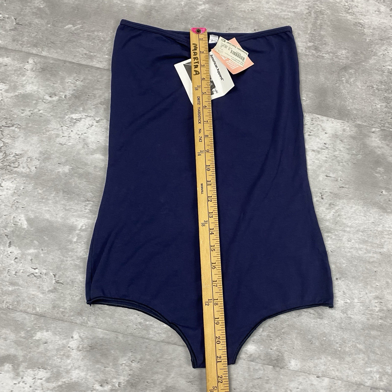 vintage AMERICAN APPAREL bodysuit Classic Girl Spandex strapless navy blue y2k