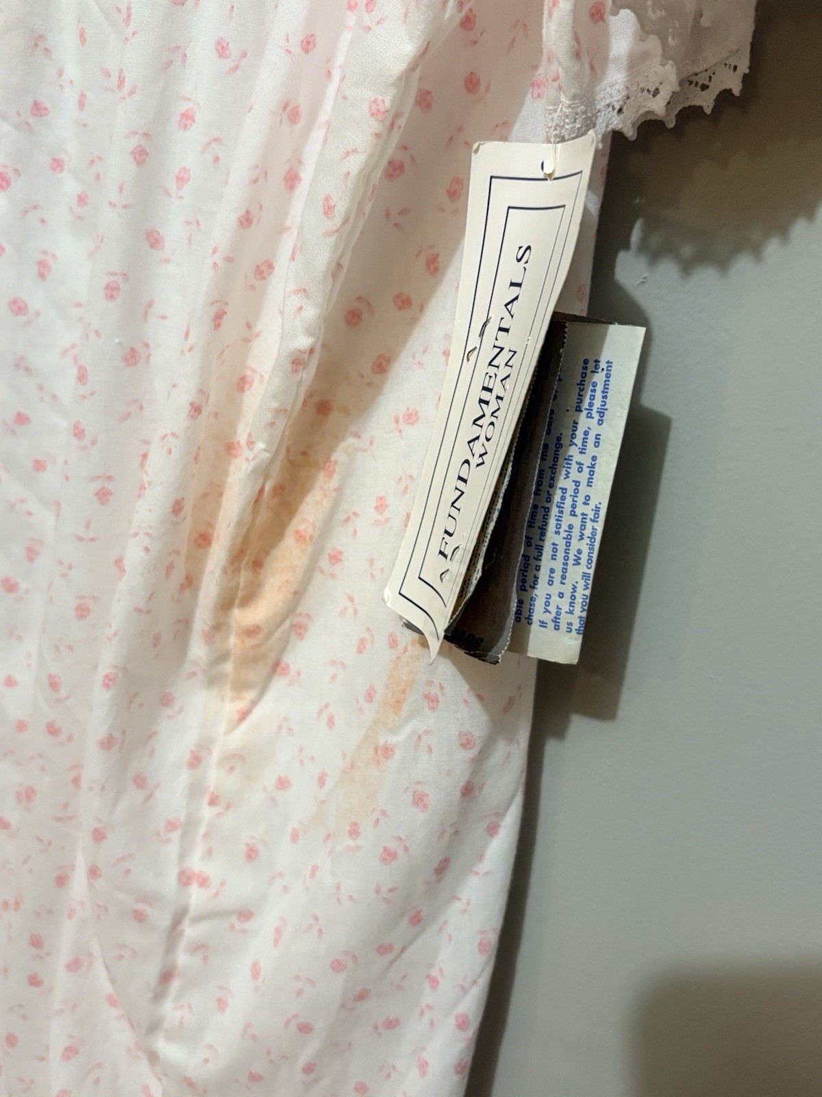 VTG 2001 Sears Fundamentals 2pc Nightgown Robe Set 1X Pink Floral