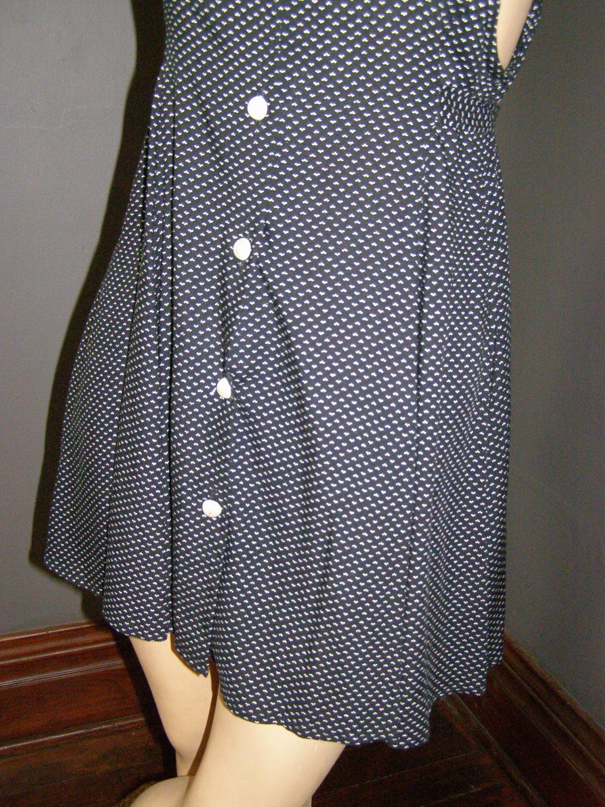 Vintage 90&rsquo;s black pearl button up MINI DRESS S M tie back waist V-neck GRUNGE