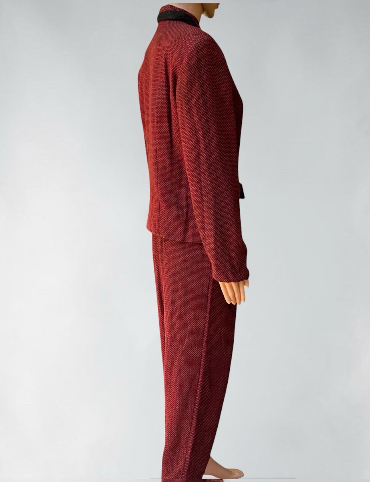Vintage Wool Pants Suit Blended Wool Red Blazer Pleats Trousers Size 6 1990s Y2k