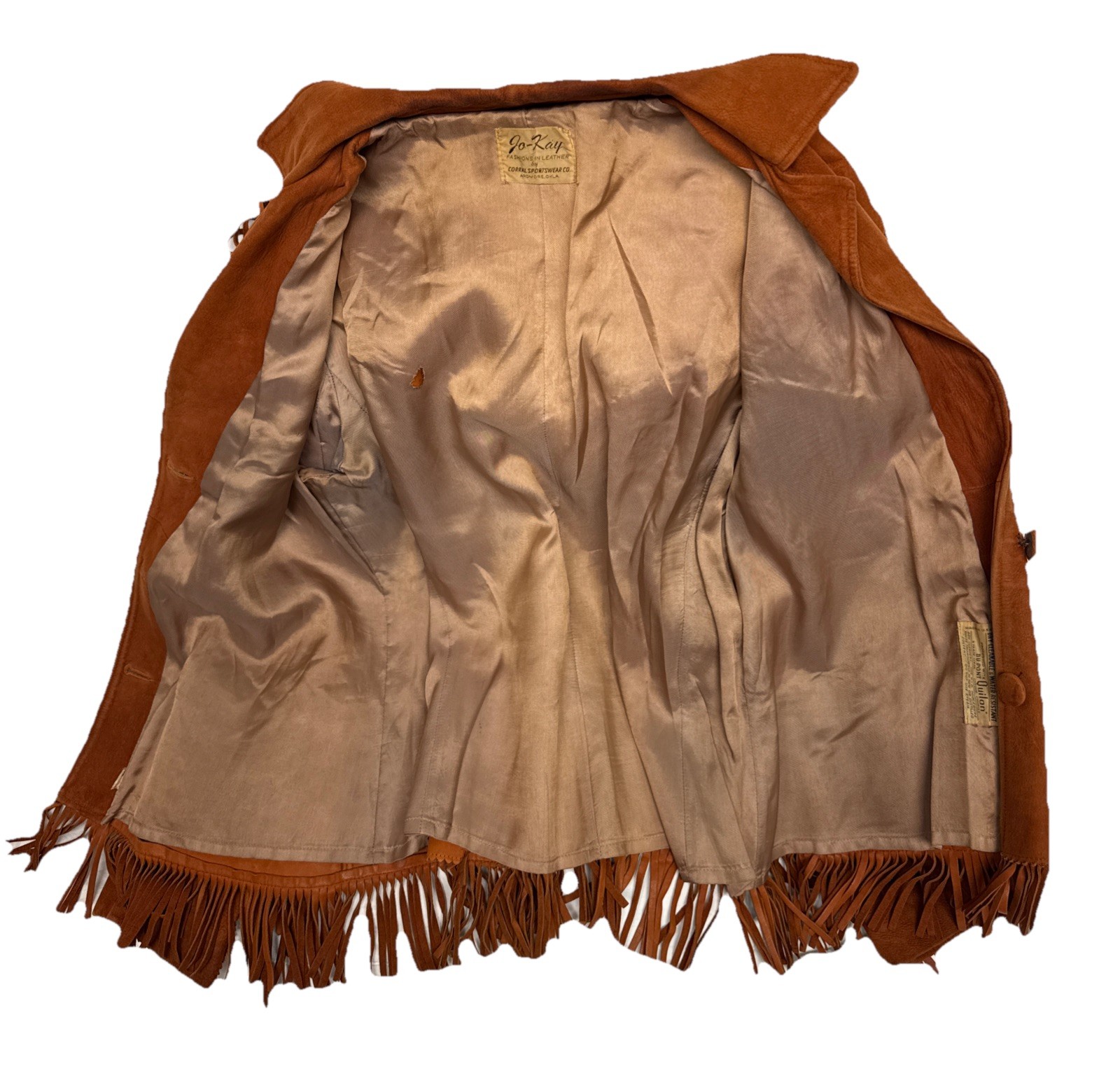 Vintage 50s 60s Joo-Kay Suede Leather Fringe Western Size 18 *See Description