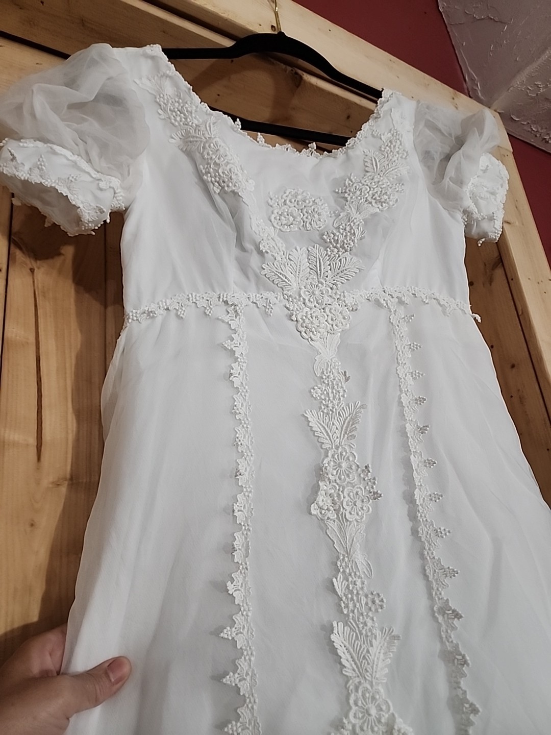 VTG ALFRED ANGELO ORIGINAL White Empire Waist Wedding Dress With DetachableTrain