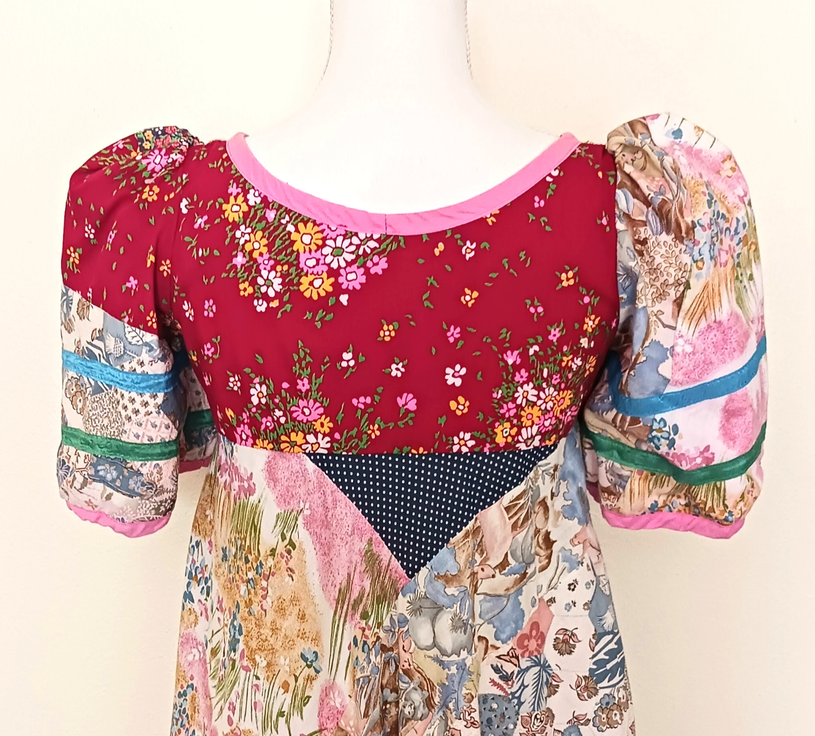 RARE Lord & Taylor VTG Young New Yorker Shop Multi Cotton Patchwork Maxi XS/S