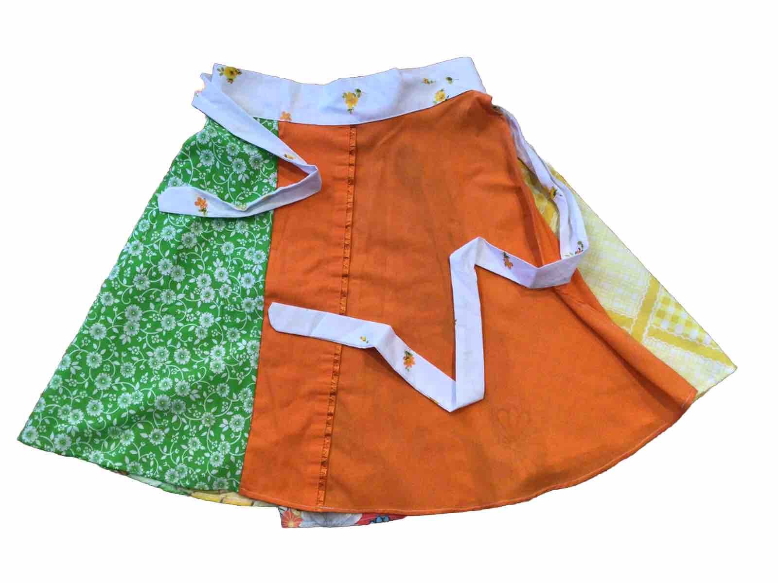 Vintage 70s Homemade Hippy Pillowcase Wrap Skirt Multi Color