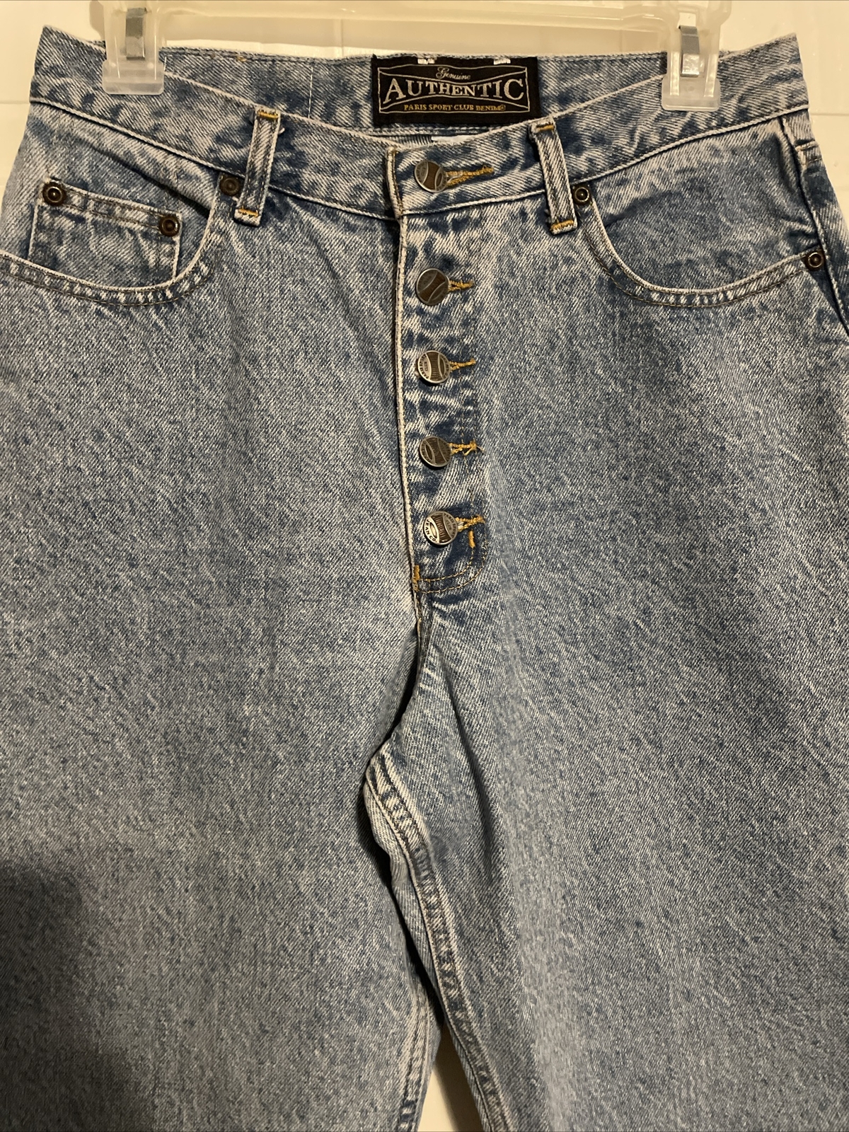 Vintage Paris Sport Club Button Fly Jeans Womens Size 28×29 Classic Fit Tapered
