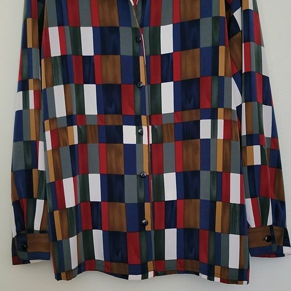 Bonworth Vintage Multicolor Geometric Print Blouse M