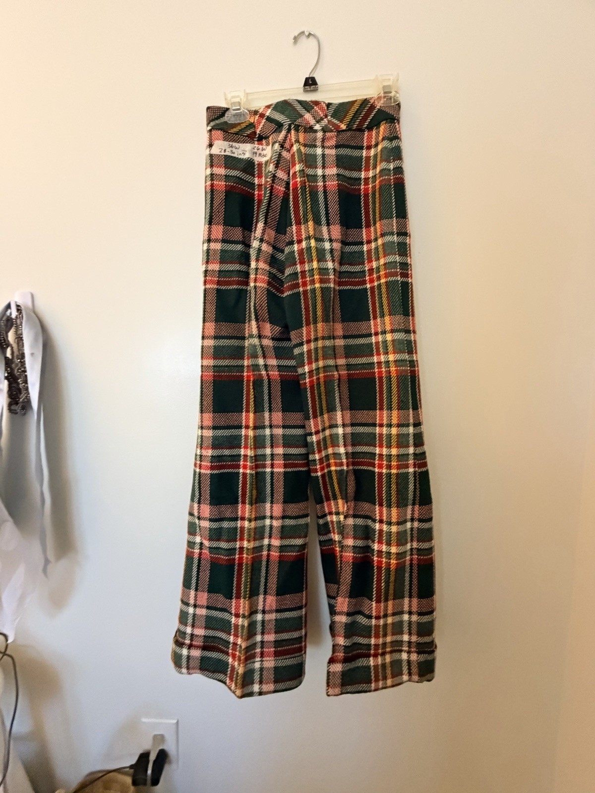 VTG 70&rsquo;s Bobbie Brooks Bell Bottom Pants Plaid 26” Waist XS Retro Hippie