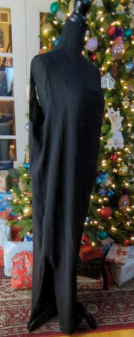Vintage 80s Tan Chho Black Beaded Sequin Duster Dress 4 Piece Set, Women&rsquo;s 2X