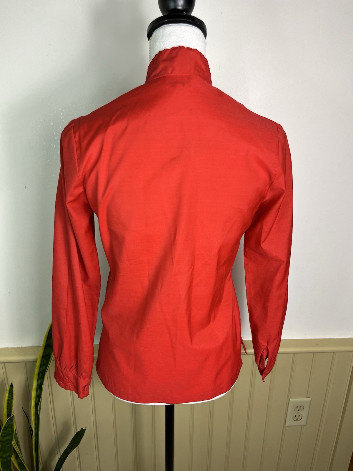 Vintage Daffodil Red Embroidered Blouse S Artsy Lace Button Top China Style Rare