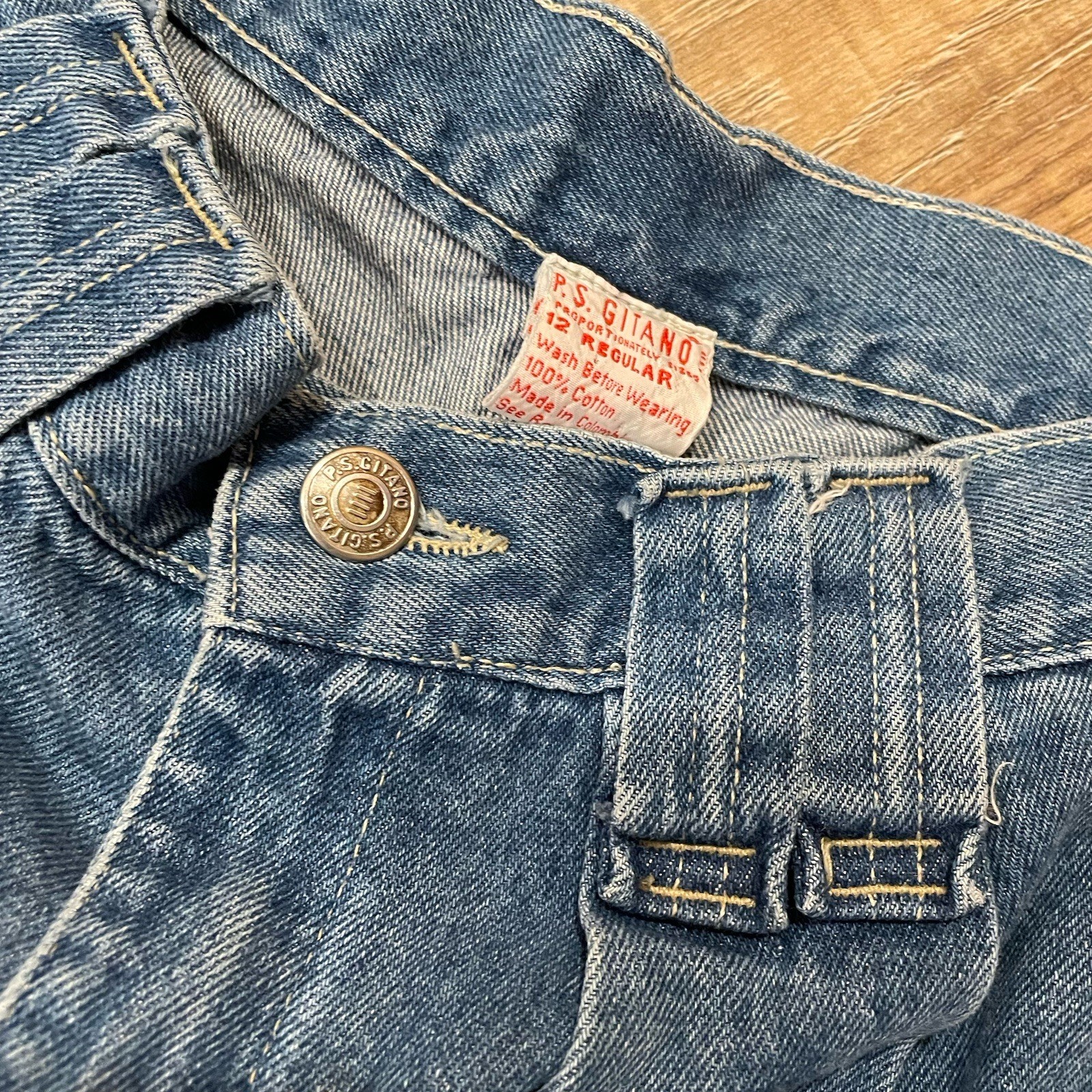 P.S. Gitano 24” High Waisted Tapered Vintage Mom Jeans 1990s Blue Denim Pleated