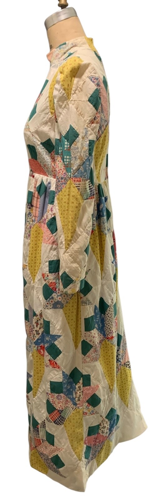 Vintage 70s Women&rsquo;s Antique Quilt American Folk Art LS Dress – Sz S/M – Wedding