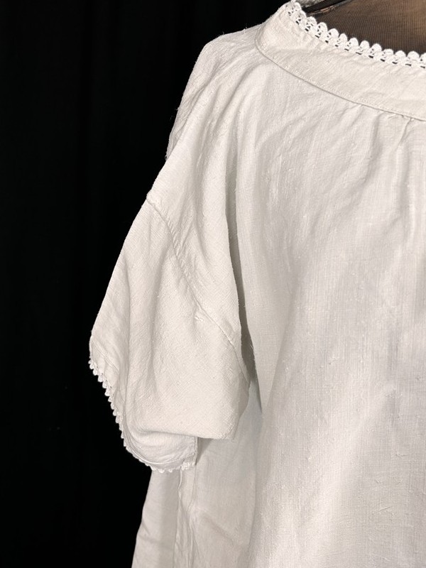 antique chemise shift white linen bust 54 drop shoulder 18th c replica