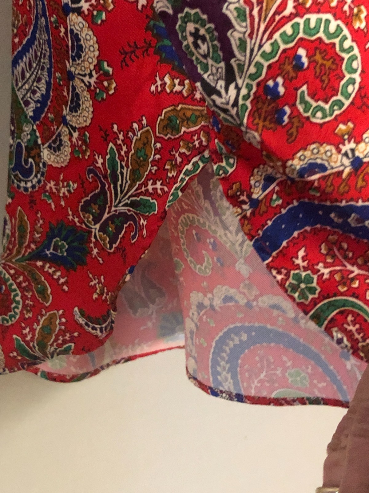 Vintage 70s Yolande Pullover Satin Blouse Size L/XL Paisley Top Bohemian Soft