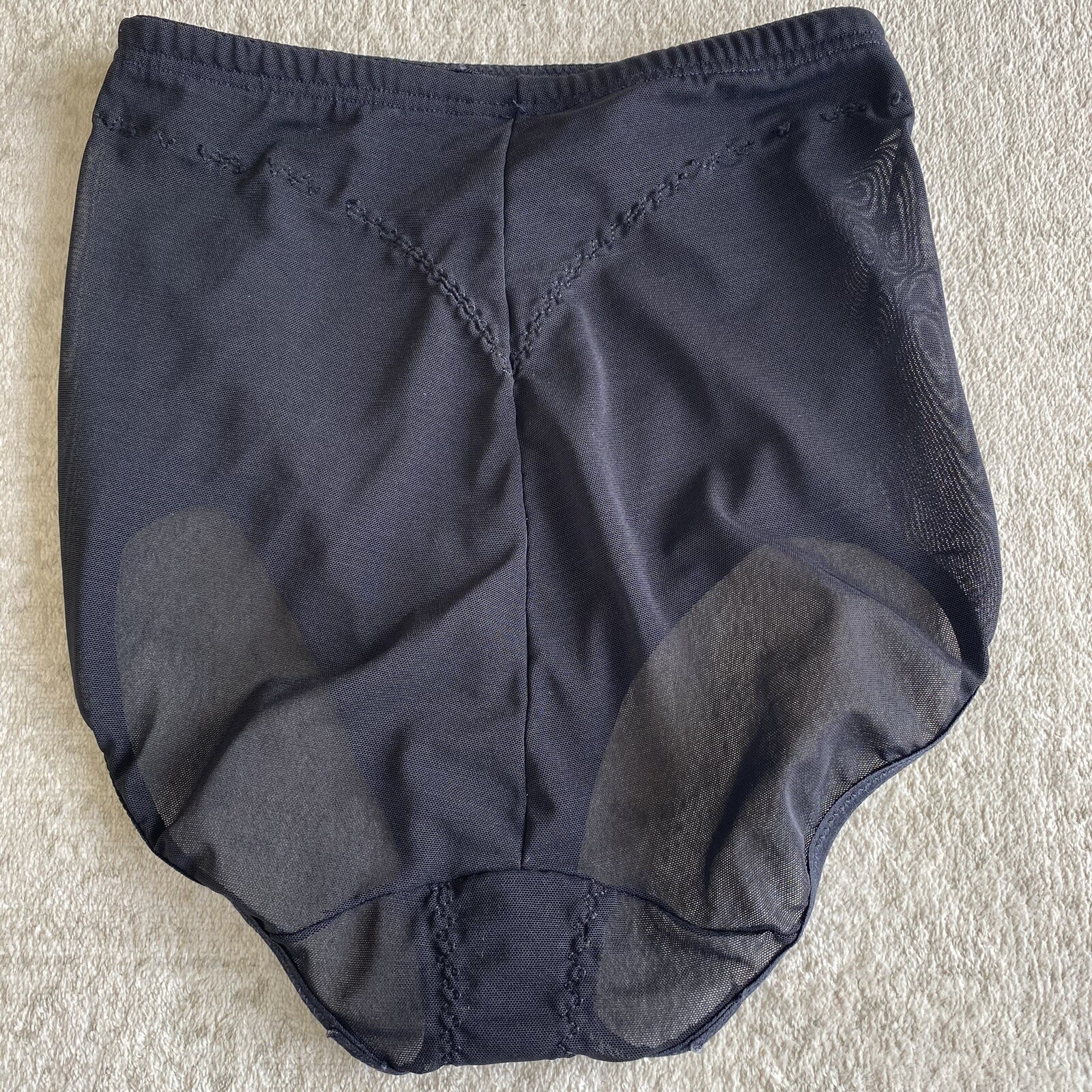 Vintage Flexees Black Control Hi Cut Waist Shaper Panties #5654 Union Label Med