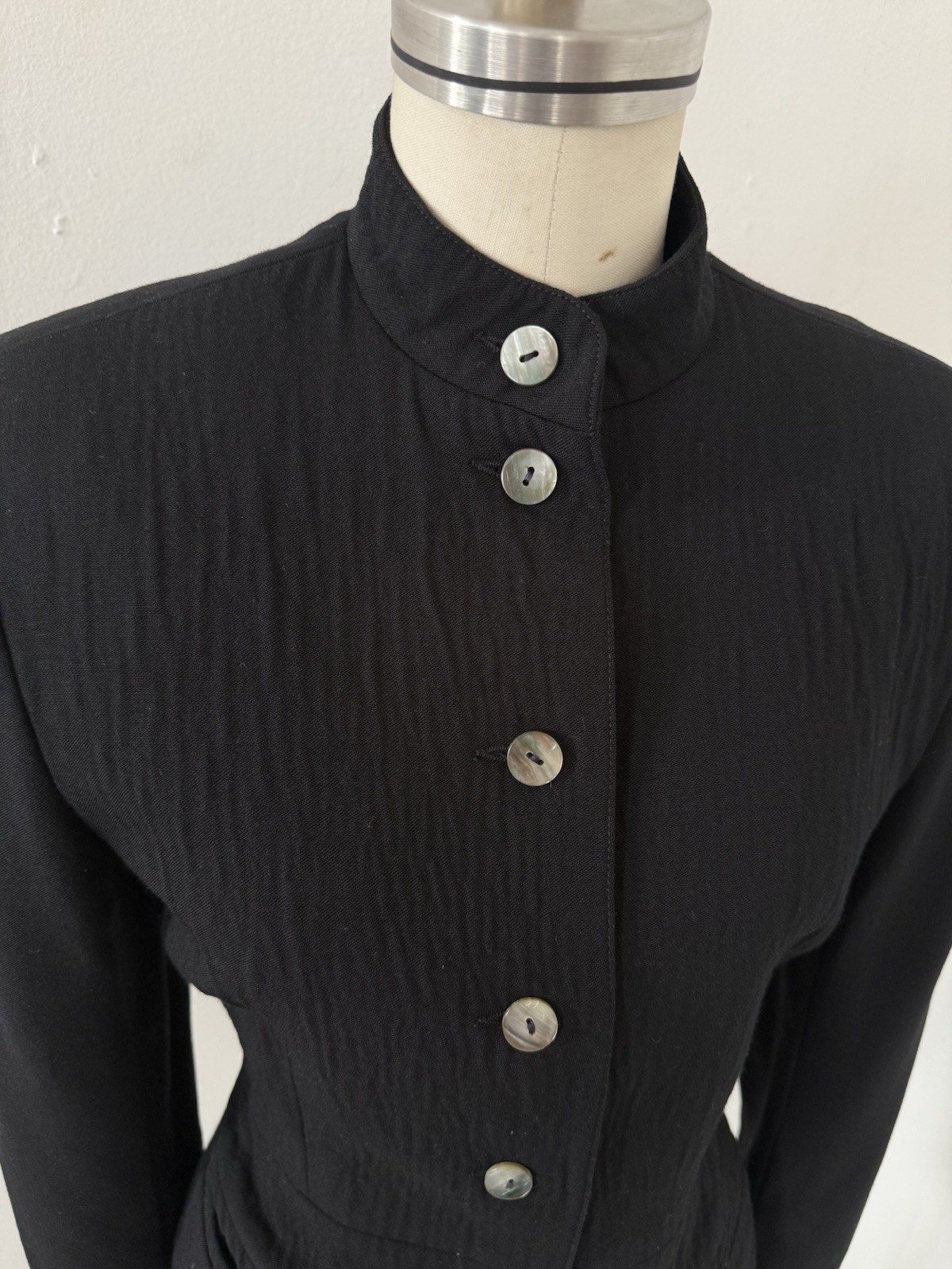 80s Avant Garde Paris Designer Premonville Dewavrin Fitted Wool Tailcoat Jacket