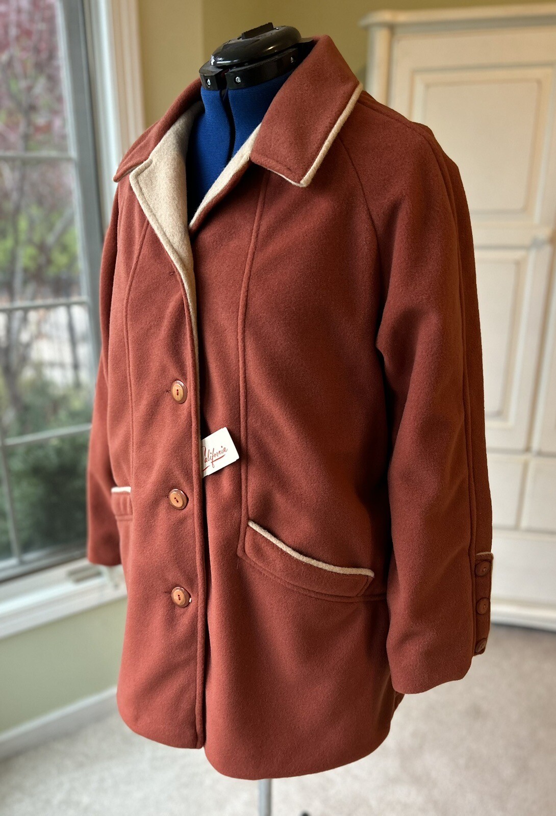 NOS VTG 1980s Orange Fleece Shell Lined Coat Sz 20.5 Cute + Cozy California