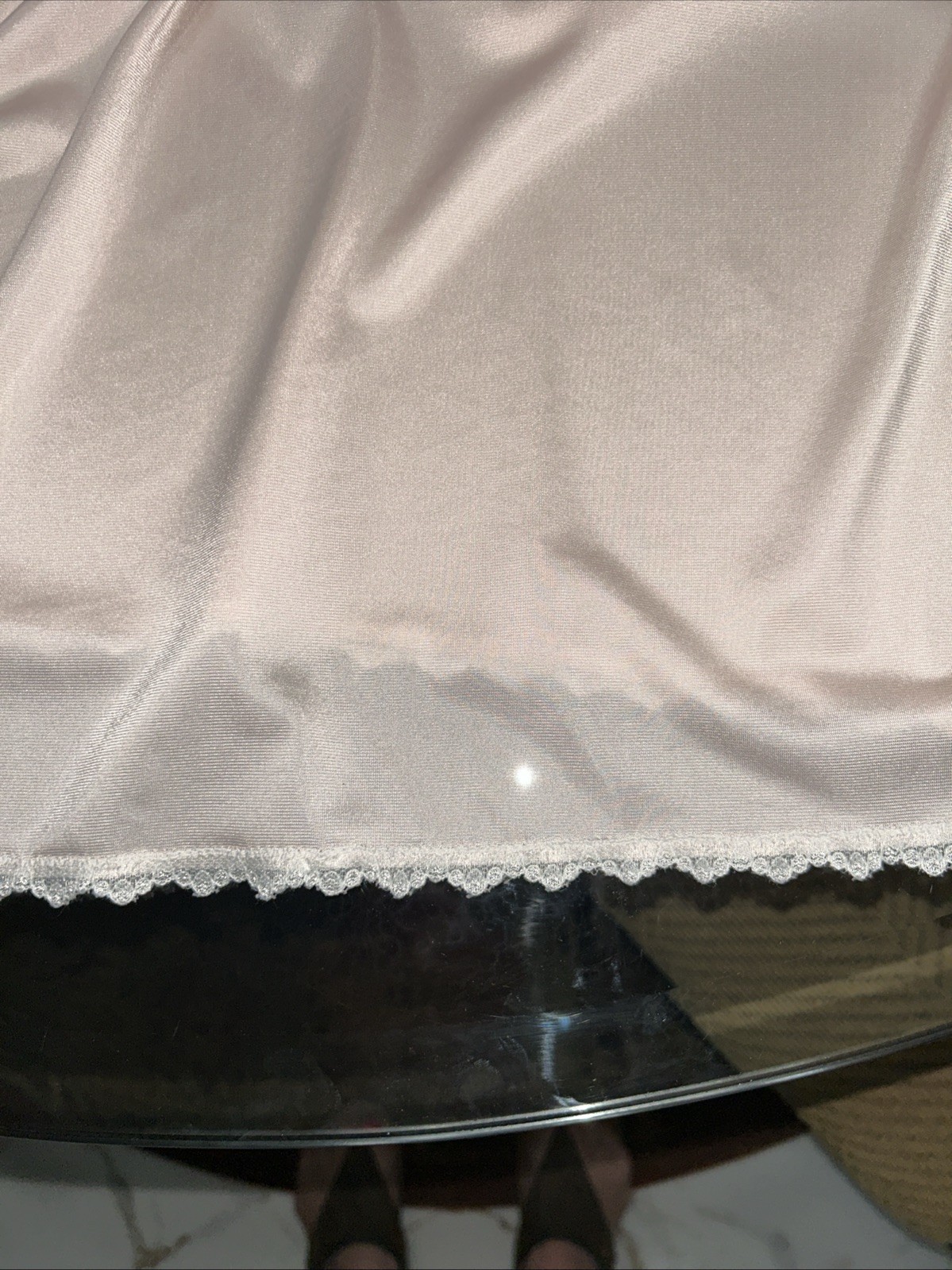 Vintage Shadowline Pink Nylon Nightgown Lace Applique Long Size L