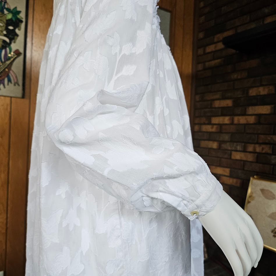 Vintage 90s White Lawn Cotton Queen Annes lace Peignoir Babydoll w/ Robe M/L/XL