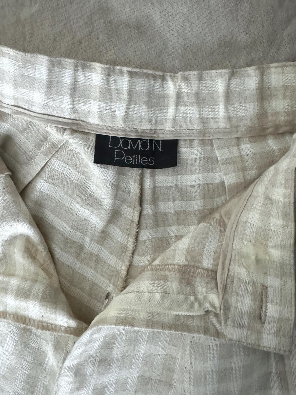 vintage 80s high waisted pleated womens pants / linen trousers / checked slacks