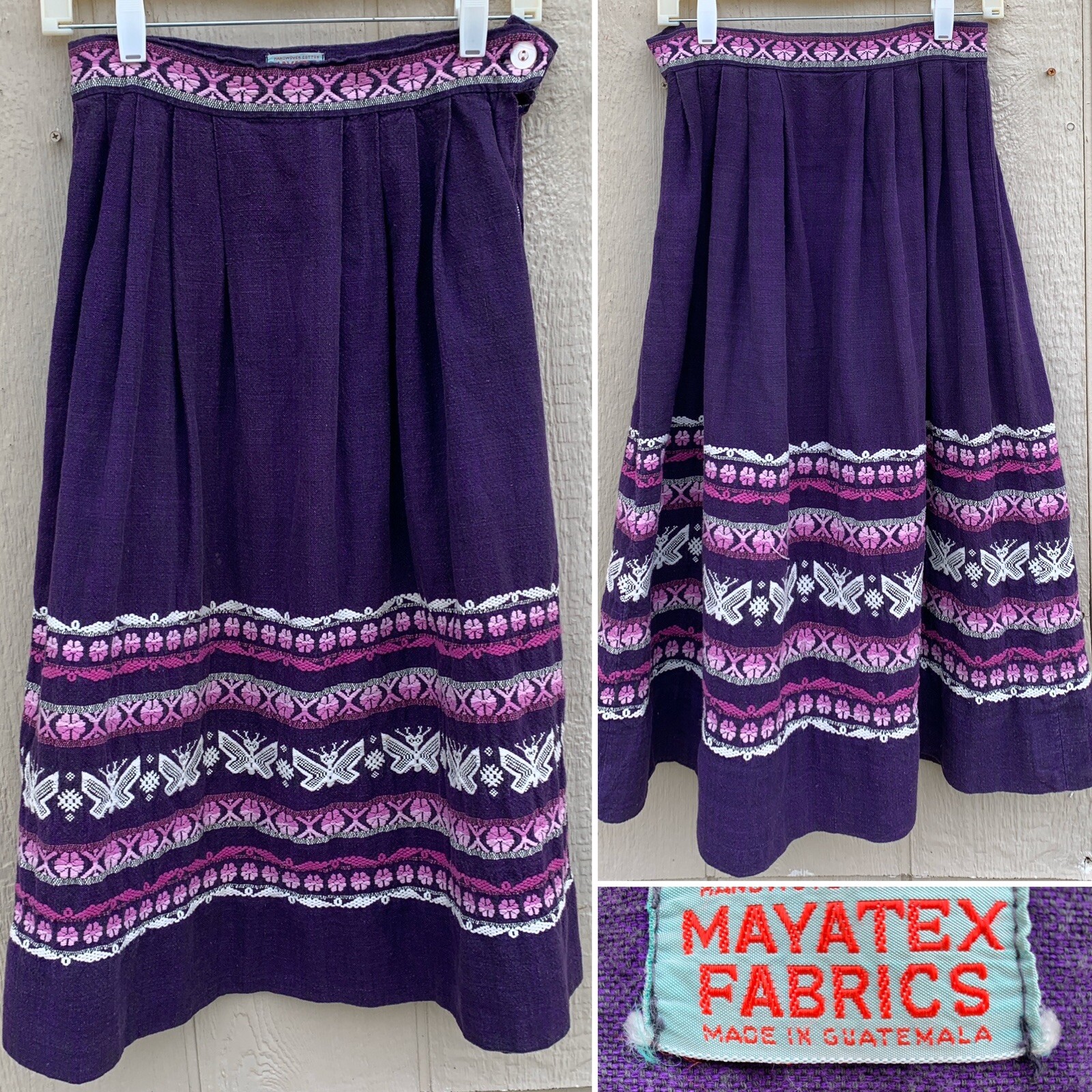 Vintage Embroidered Skirt Handwoven Cotton MAYATEX Fabrics Made In Guatemala 26