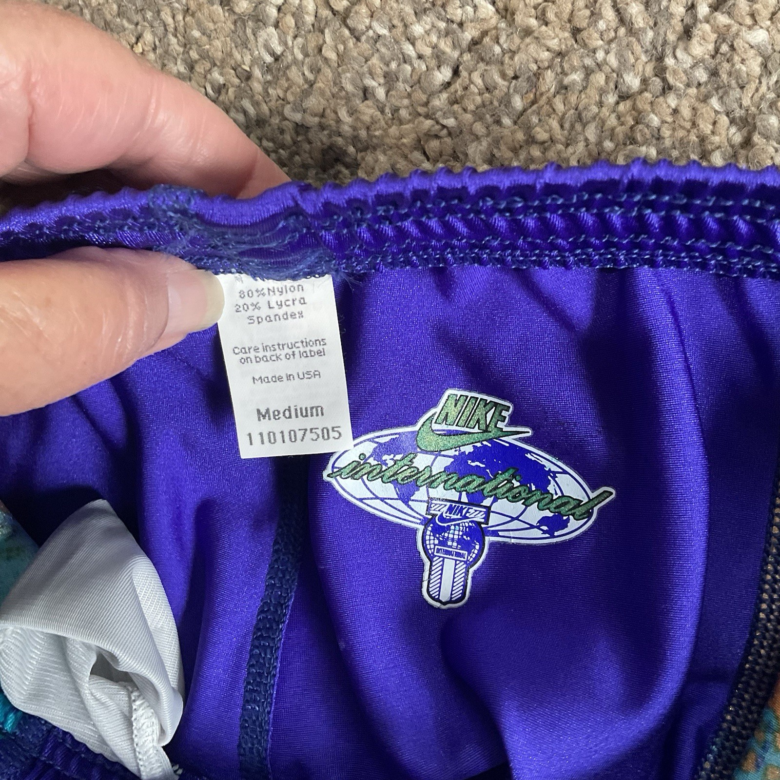 Vintage Nike Shiny Purple Side Stripe Spandex Leggings M