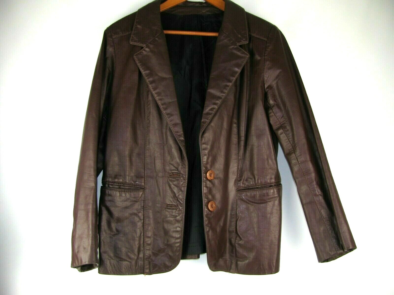 1980s Jacket Burgandy Blazer GENERAL LEATHER of NEW YORK Boutique Size S / M