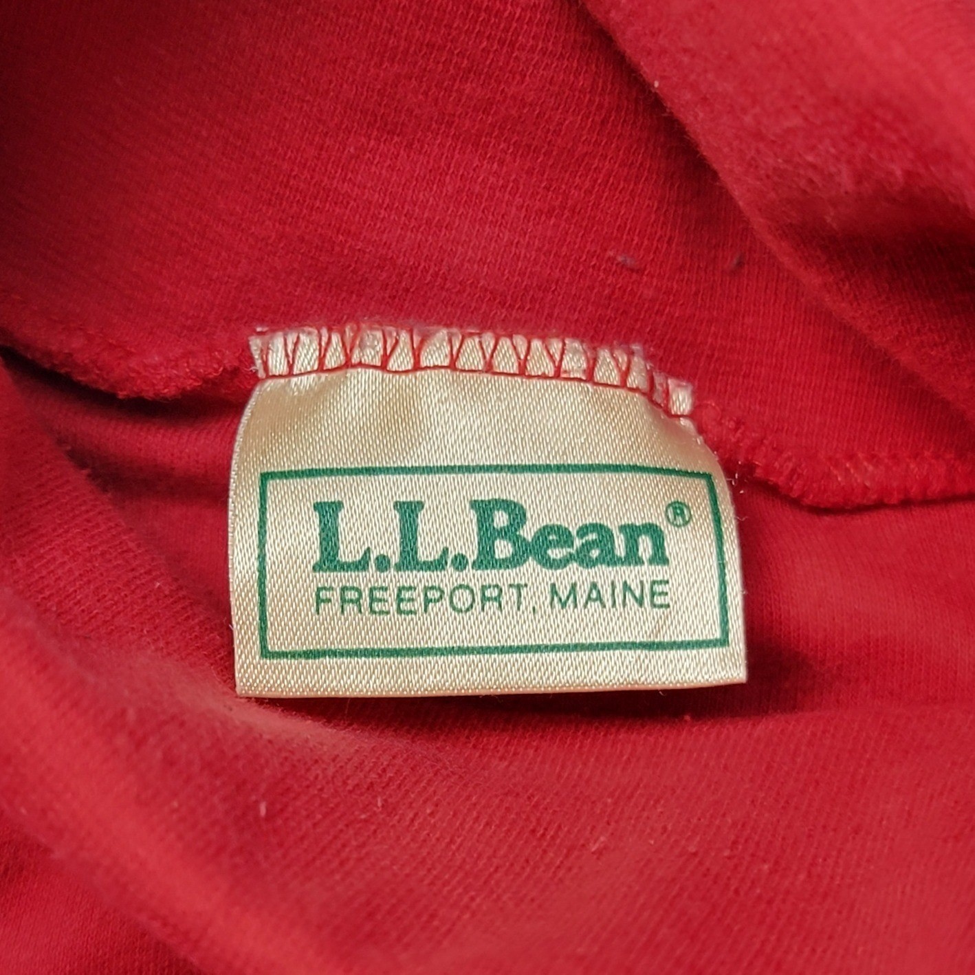 EUC LL Bean Turtleneck Women-Medium-Tall Red Long lSeeve Cotton Vintage Classic