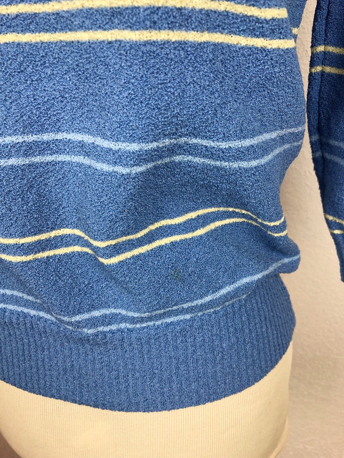 VTG Talbots Top Medium Knit Type 90s Blue USA 3/4 Sleeve Pullover Boat Neck NICE