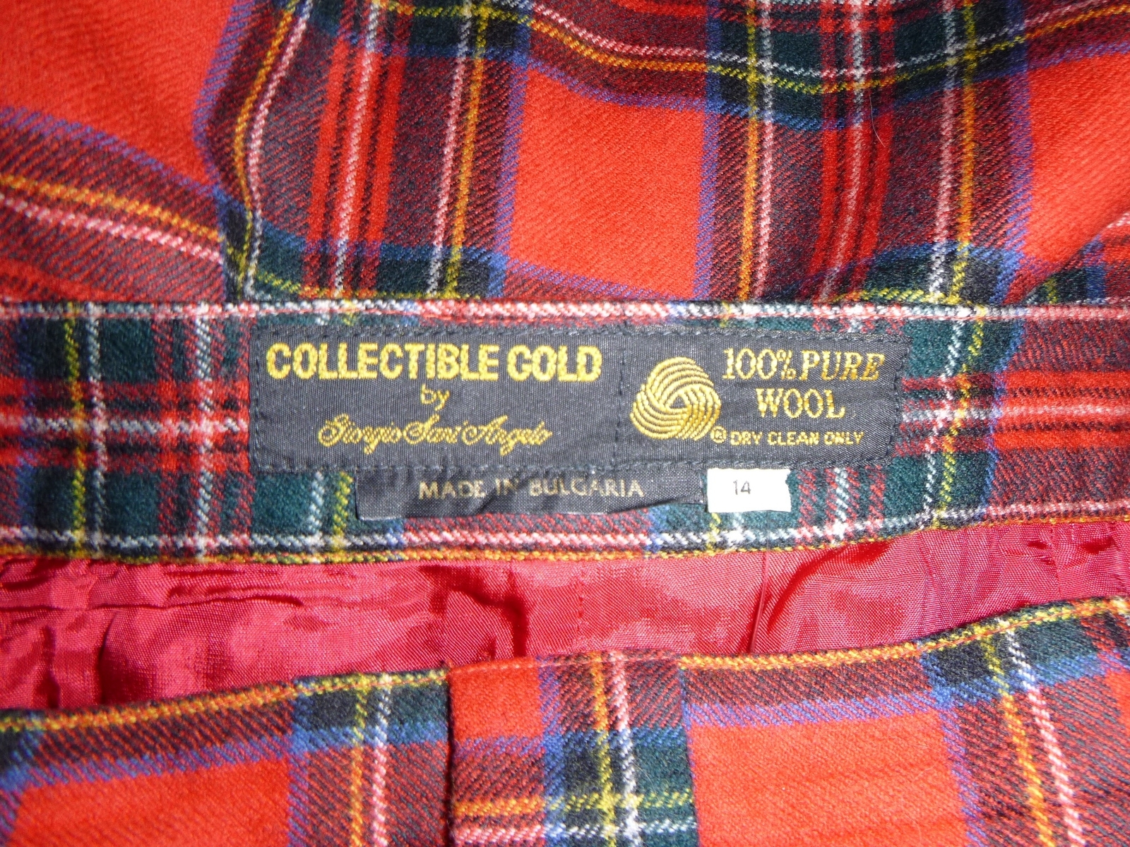 Collectable Gold Giorgio Sant Angelo wool Shorts plaid 14 Vintage lined