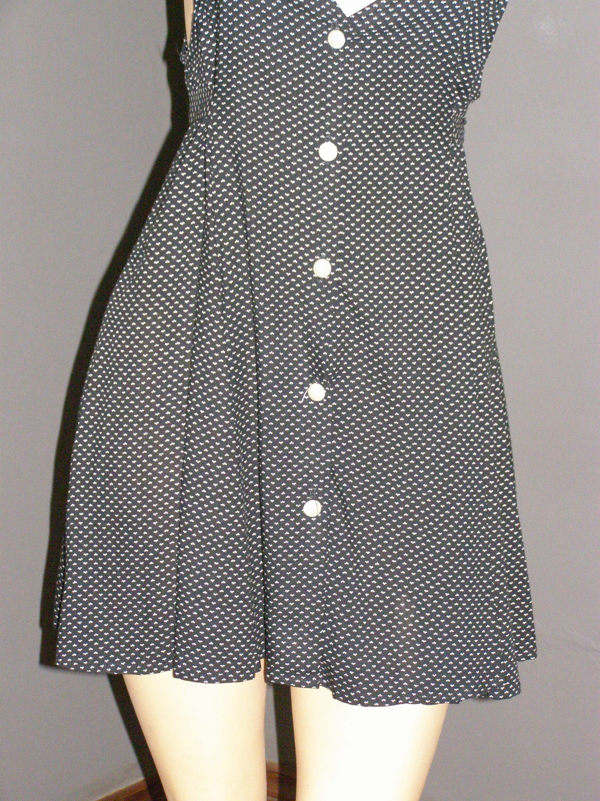 Vintage 90&rsquo;s black pearl button up MINI DRESS S M tie back waist V-neck GRUNGE