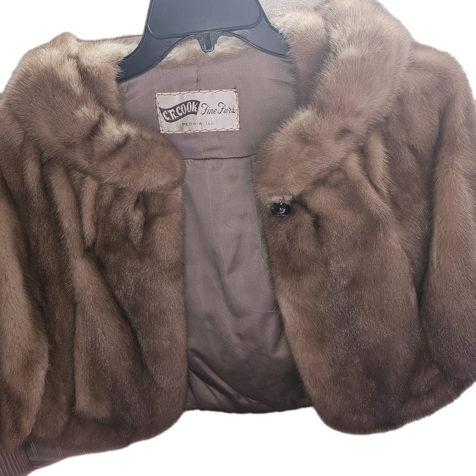 Mink Genuine Fur Vintage Immaculate Condition Stroll Brown Pockets Collar Button