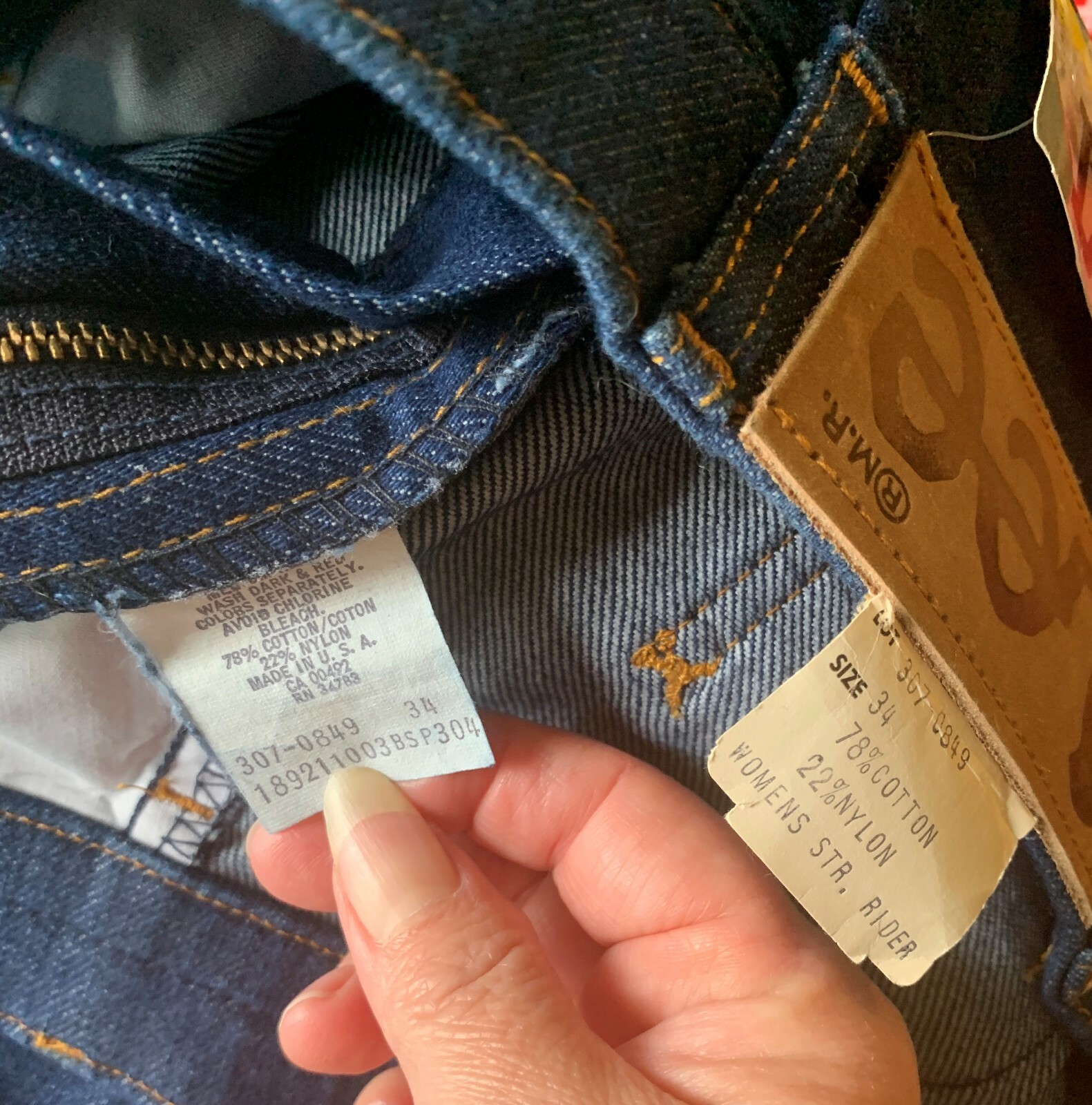 NOS Ms Lee Riders Stretch vintage 80s high waist dark denim jeans misses 34 USA
