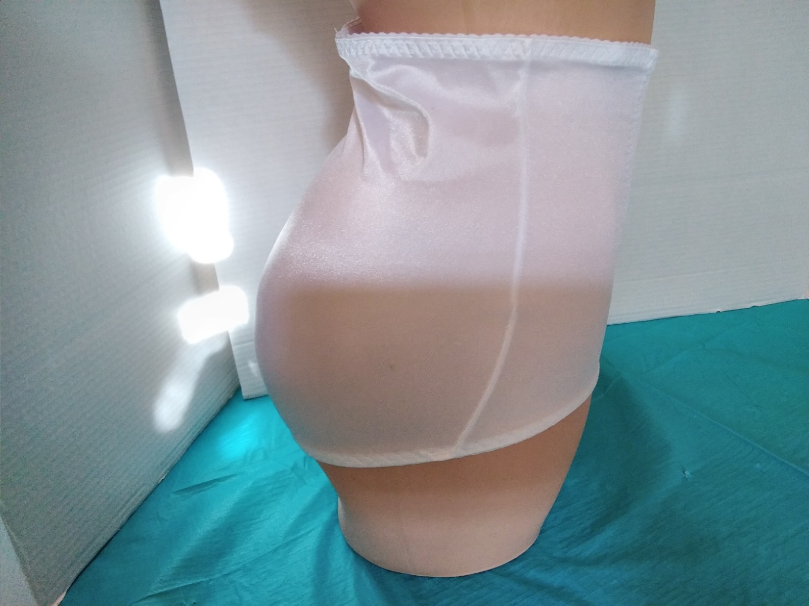 Vintage Shapewear Slimming Panties Cupid XL Shiny Tummy Panel Brief White