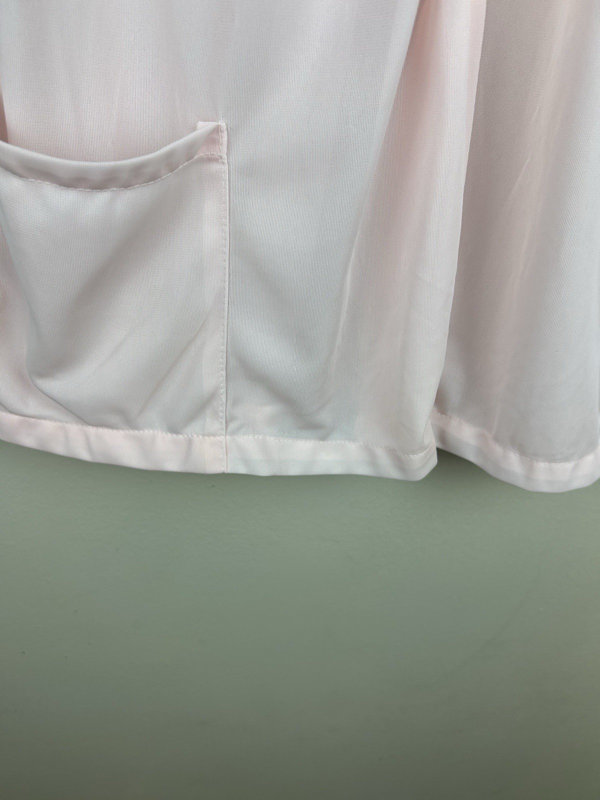 VTG Phil-Maid Pink Sheer Button Up Sleep Shirt Embroidery Nylon Sz 38 Feminine