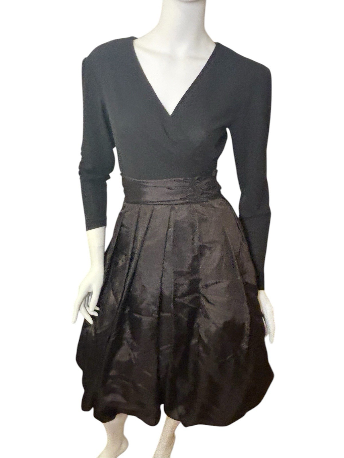 Vintage Rimini Sz 4 Black Bubble Skirt Long Sleeve Special Occasion Prom Dress