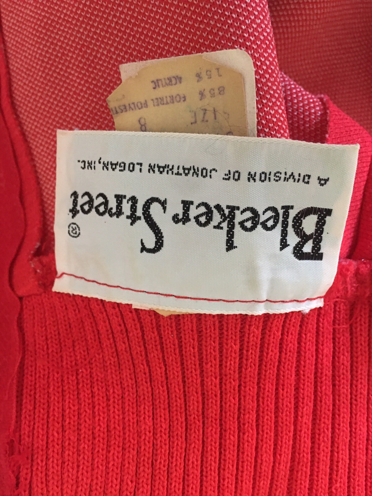 Vtg 1960s 70s Bleeker Street Solid Red Sz 8 Mod Shift Dress Long Sleeve Poly