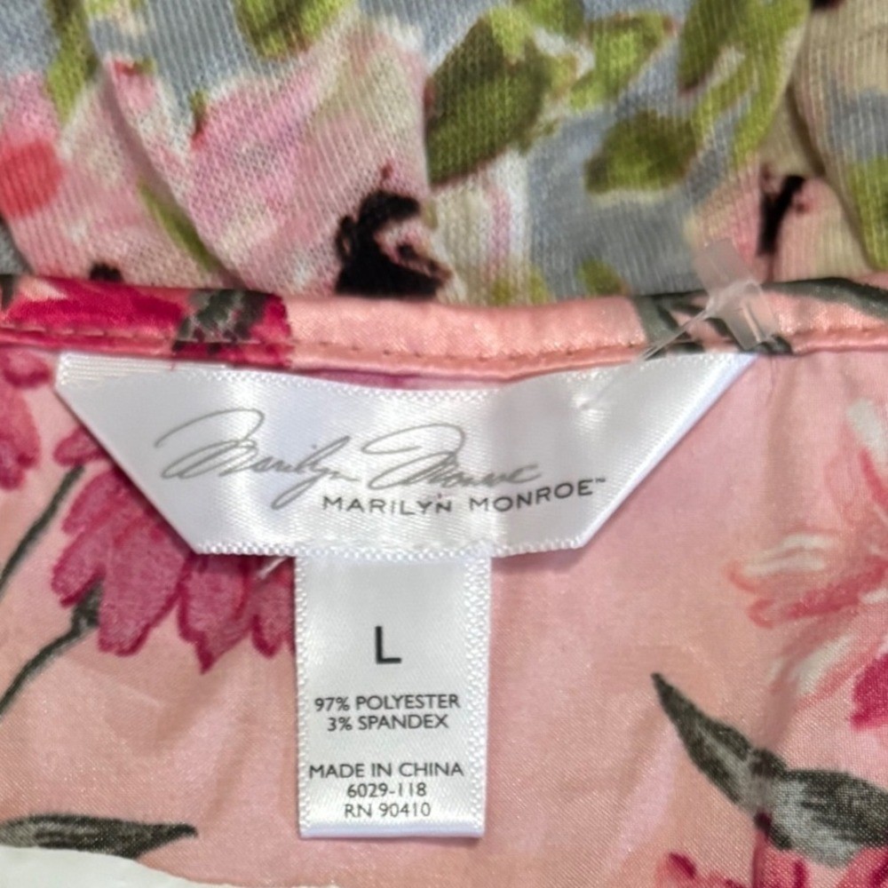 Marilyn Monroe Intimates Pink Floral Satin Cami Top with Lace Trim – Size L Y2K
