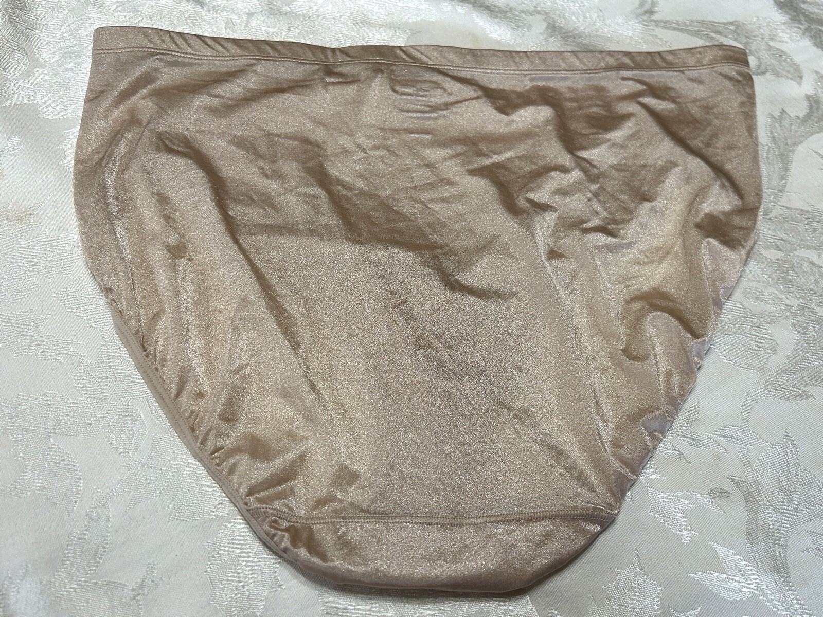 Vtg VANITY FAIR 13194 Comfort Essentials Satin Hi-Cut 9 Beige Brief Panties #160