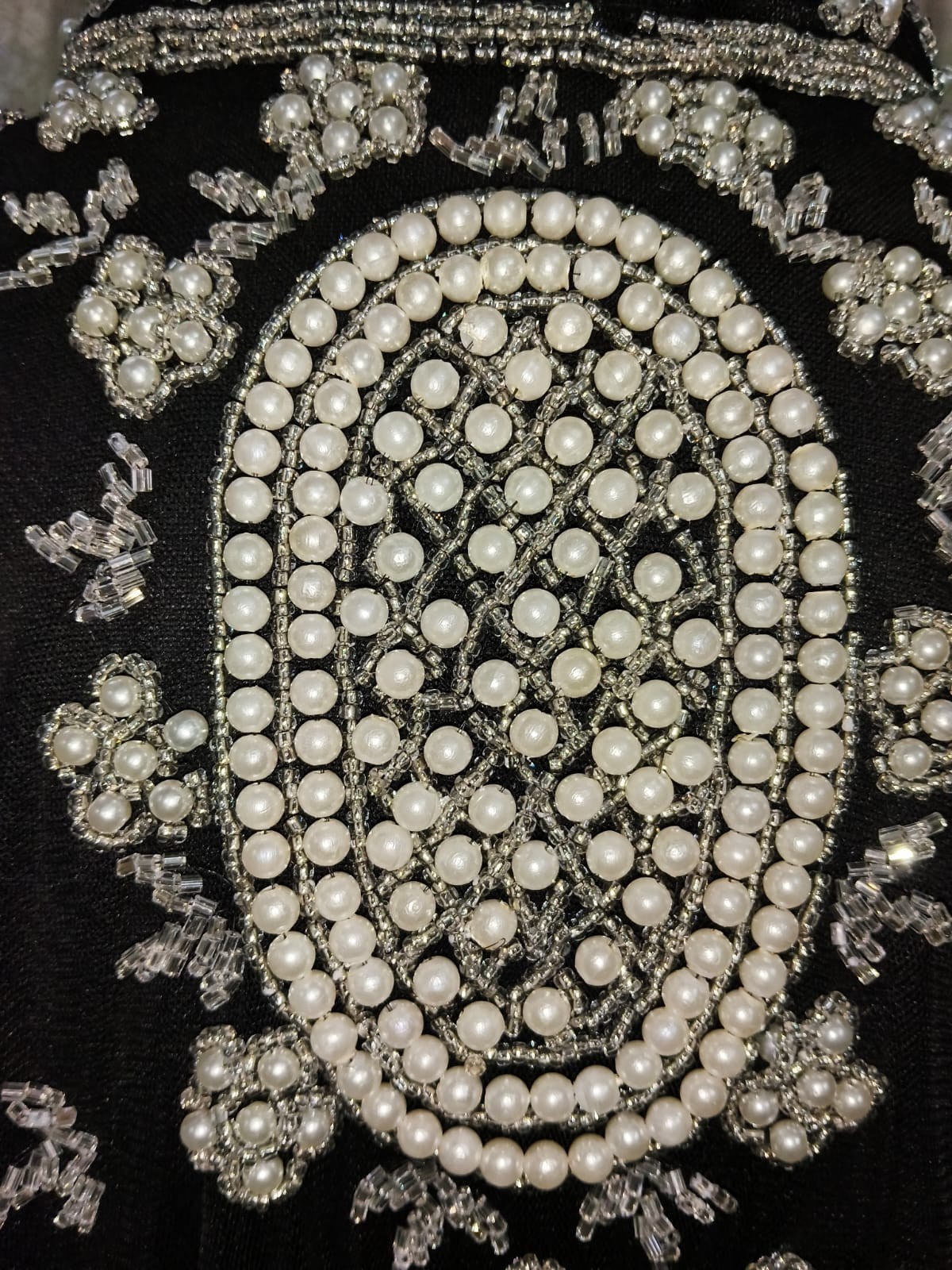 Black Beaded Capelet Bridal VTG Shawl Stole Shrug Fringe Wedding Women