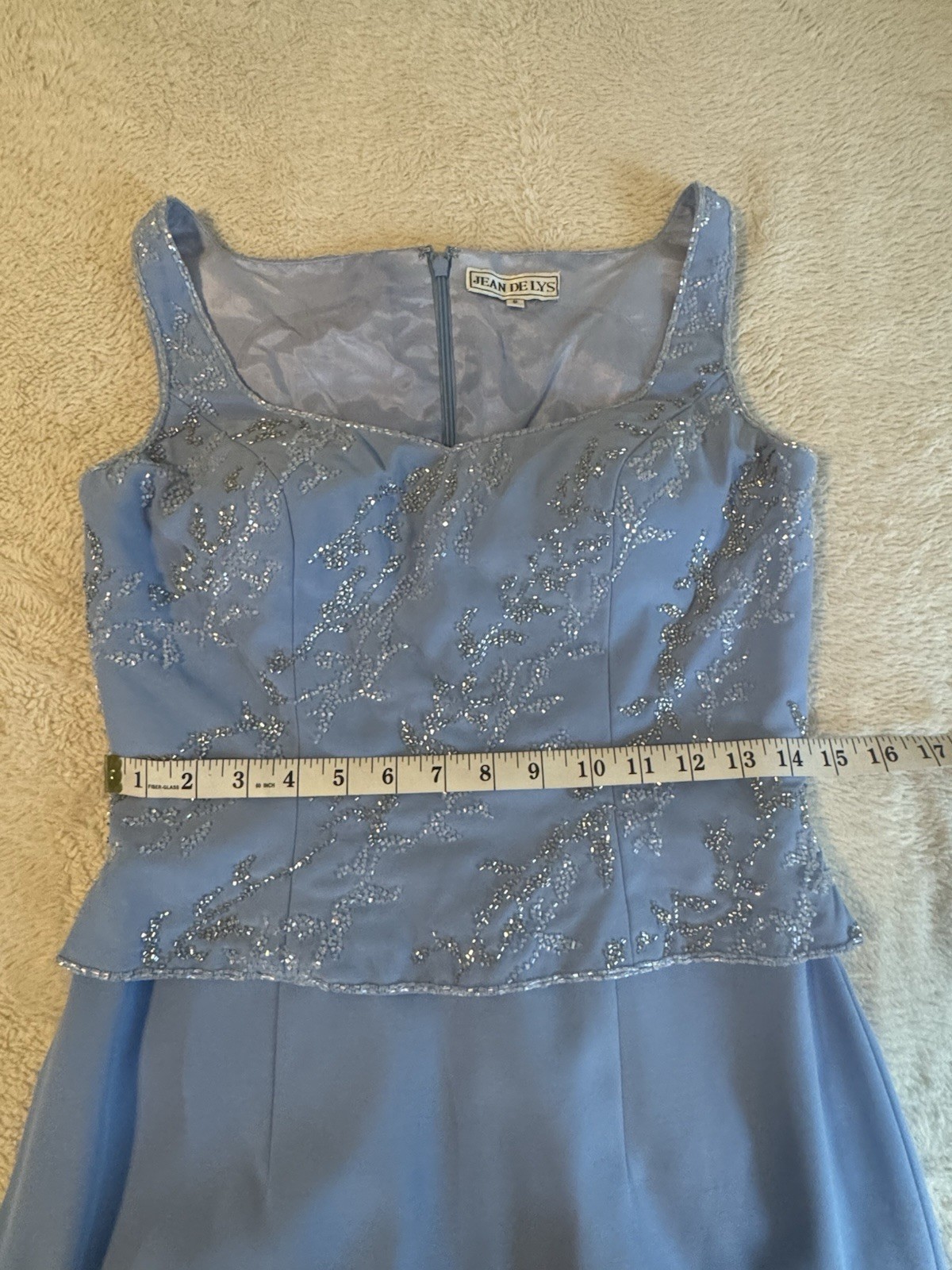 Jean De Lys Periwinkle Blue Sequin Embellished Column Gown Evening Formal Size 6