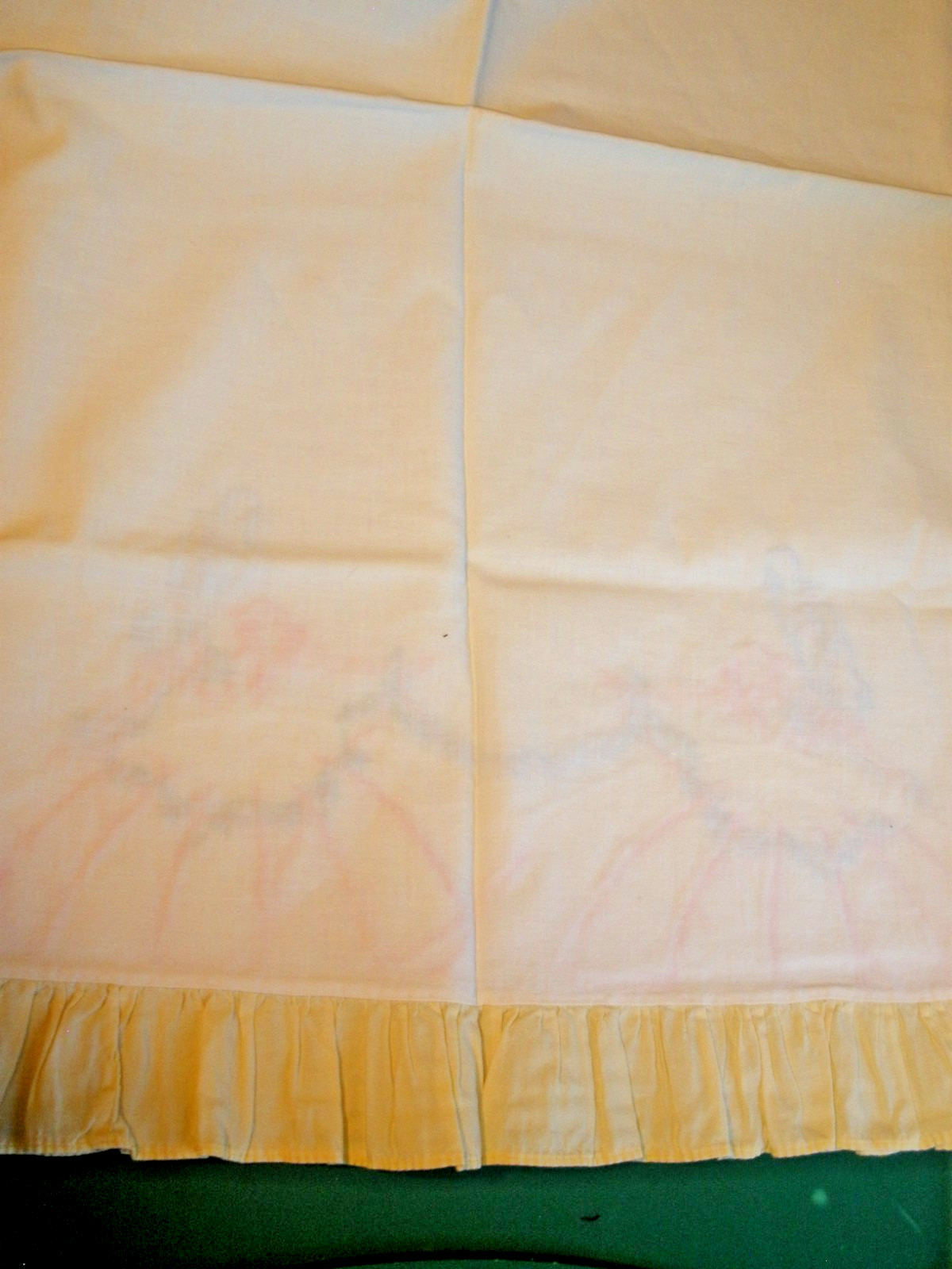 Vintage Pillowcase with Embroidered Ladies Hoop Dress Standard Size