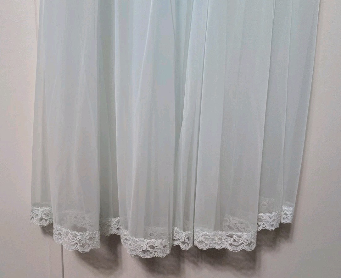 Vtg Shadowline Light Blue Nylon Lace Chiffon Robe Sheer Sz Large