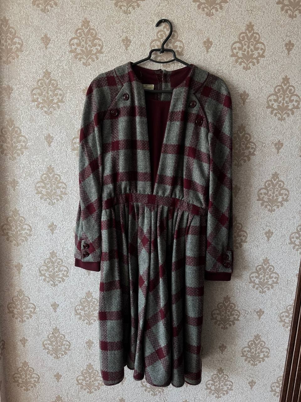Vintage Valentino Boutique Plaid Dress Made in Italy Size 12 Wool 80s Designer