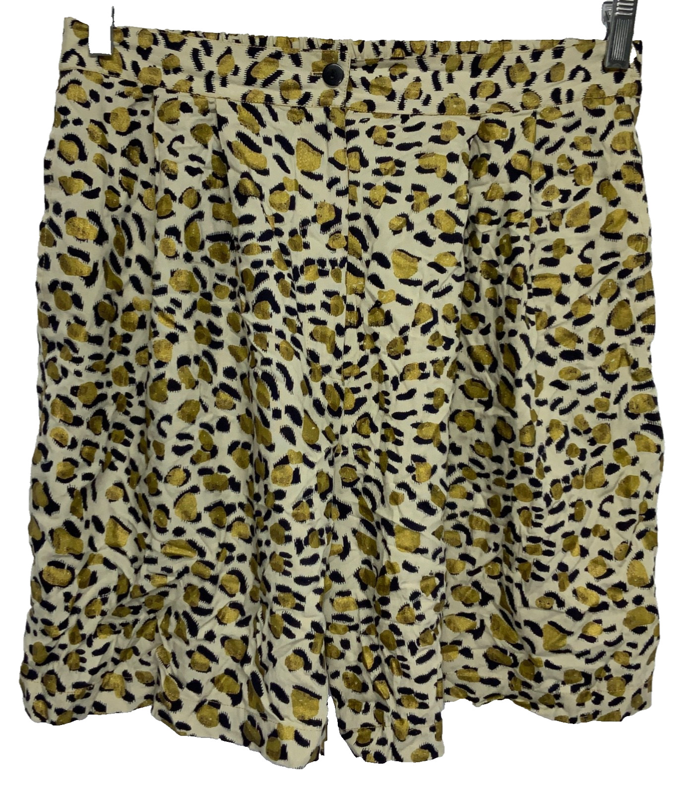Vintage FAITH Women Size M Elastic Waist Pleated High Rise Shorts Animal Print