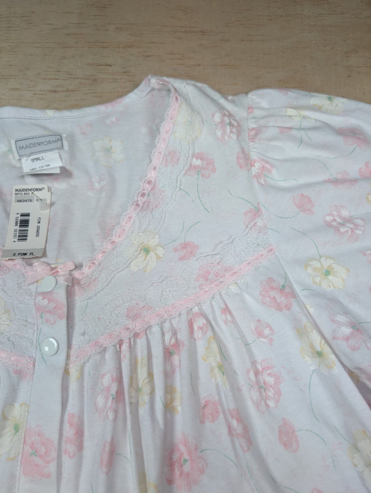 Vintage NWT Maidenform Nightgown Pink Dogwood Size Small 100% Cotton