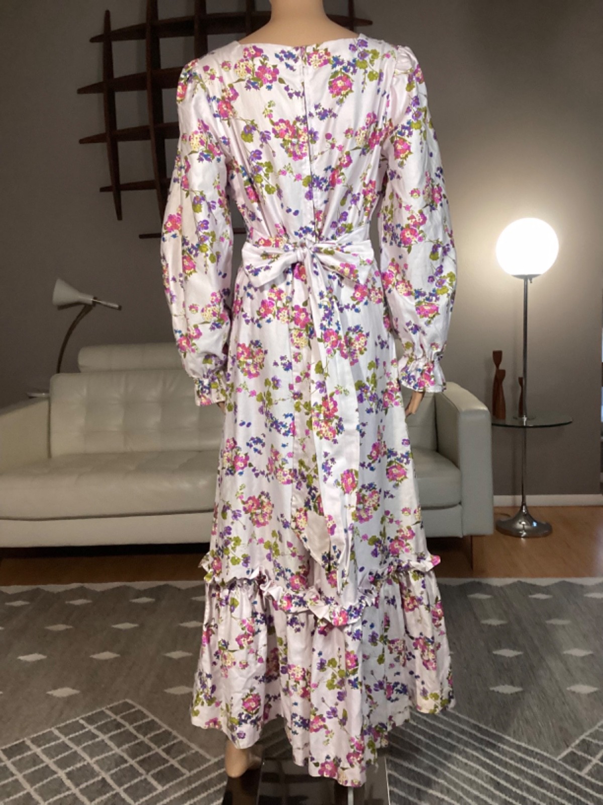 Vintage 70’s Handmade Floral Ruffle Prairie Maxi Dress Boho Hippie