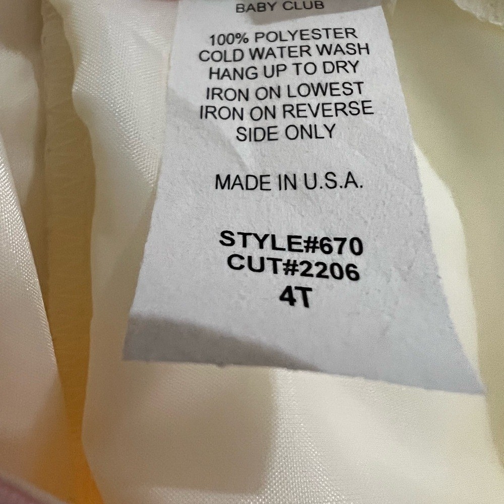 Vintage Baby Club Girls 4T White Pink Special Occasion Dress Made in USA 670