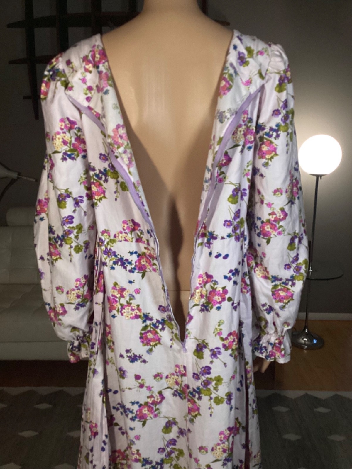 Vintage 70’s Handmade Floral Ruffle Prairie Maxi Dress Boho Hippie