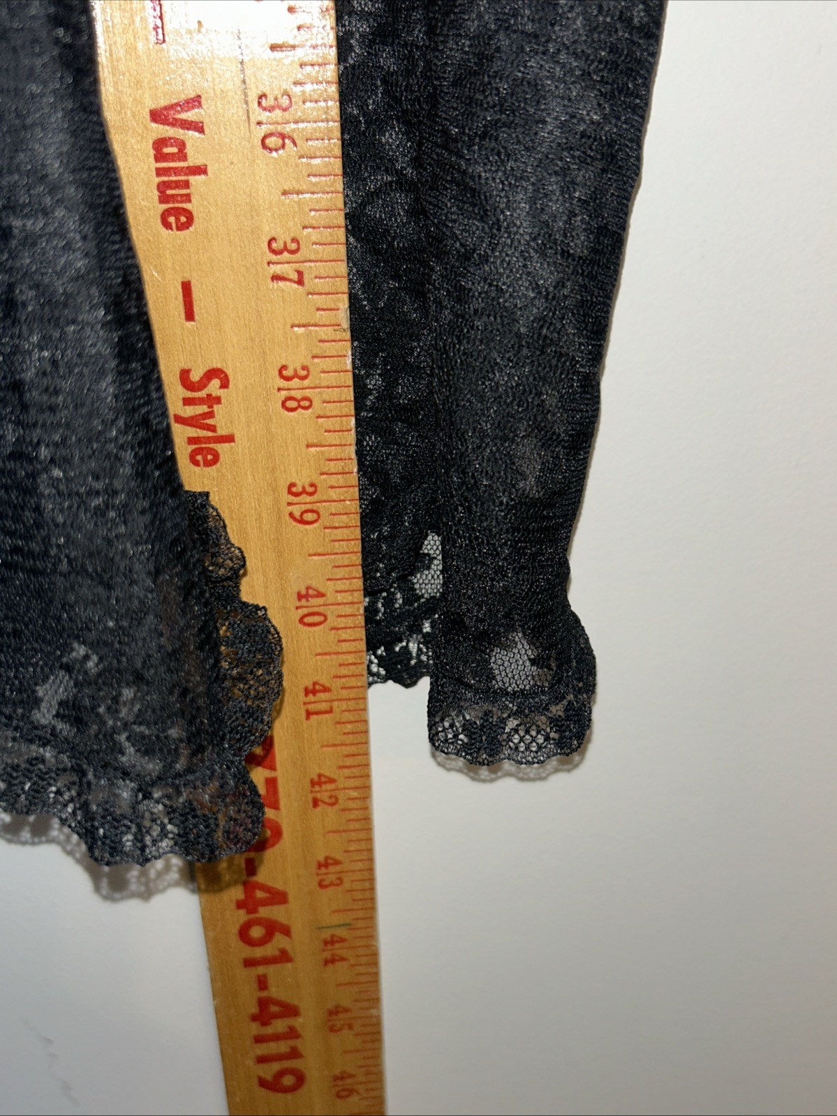 Vintage Pinehurst Black Lingerie Full Floral Lace Sheer Slip Dress Gown 36